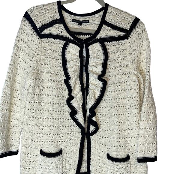 Preston & York Ladies Cream & Black Knit Cardigan Sweater, Size Small, NWT!! - Picture 2 of 5